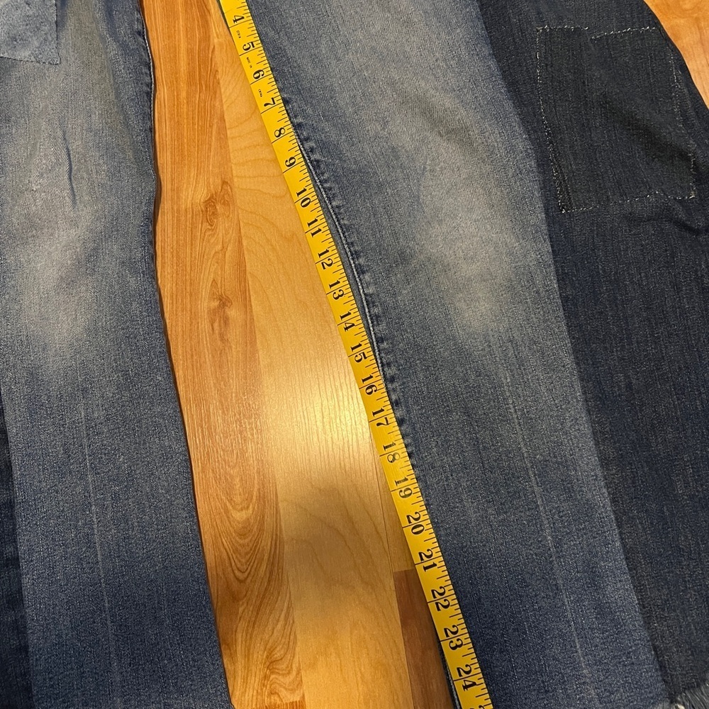 Upcycled Reworked MOTHER Superior 2 Tone Denim Barrels w Bronze Details sz 27 - Picture 9 of 17